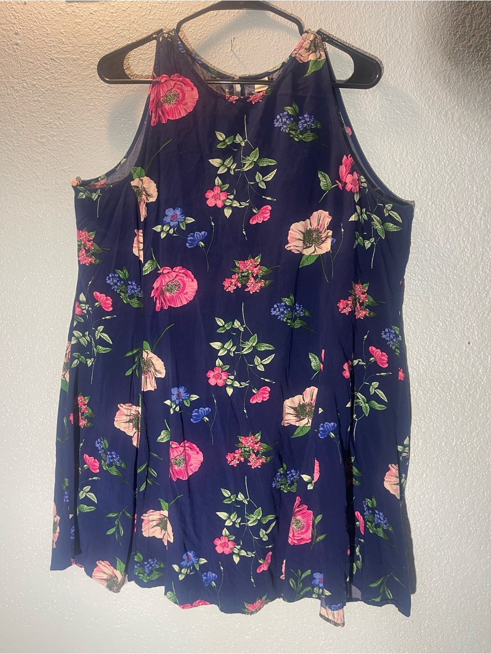 Old Navy Navy Floral Halter Tank Top - Pink & Green Flowers
